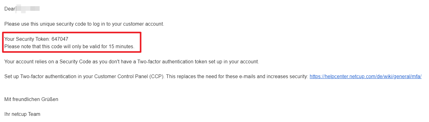 security code